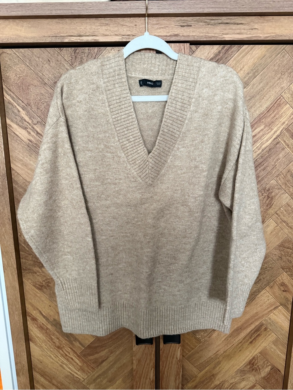 Mango Beige V-Neck Sweater